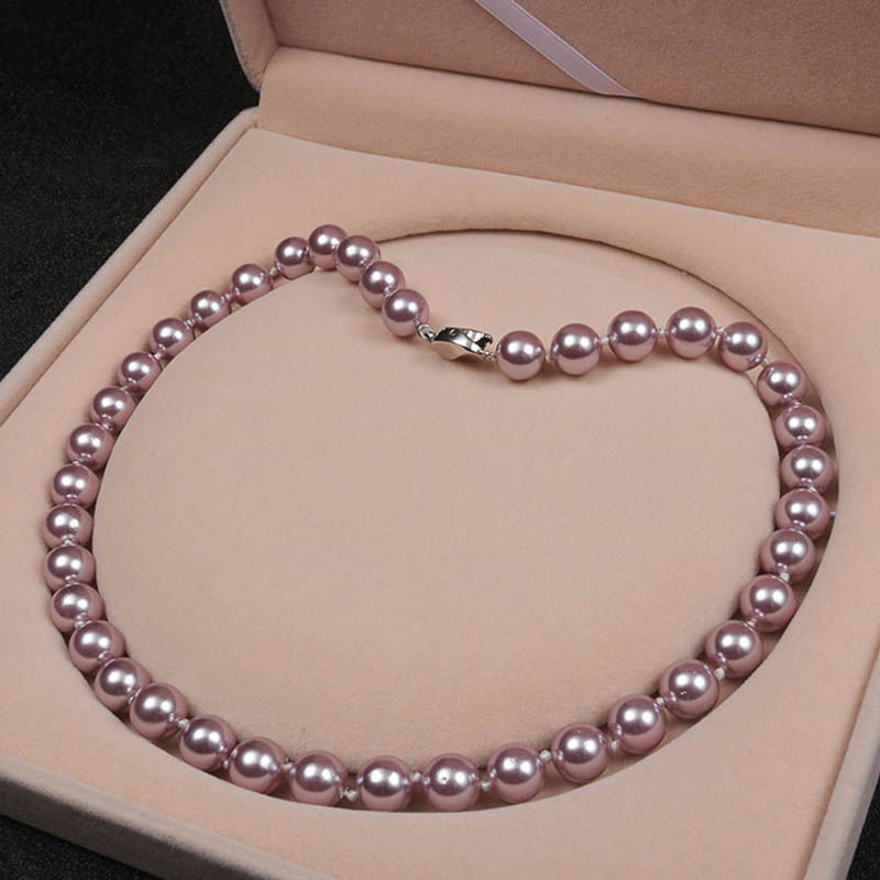 Women's Elegant Round Shell Pearl Necklace - Picture 5 of 6