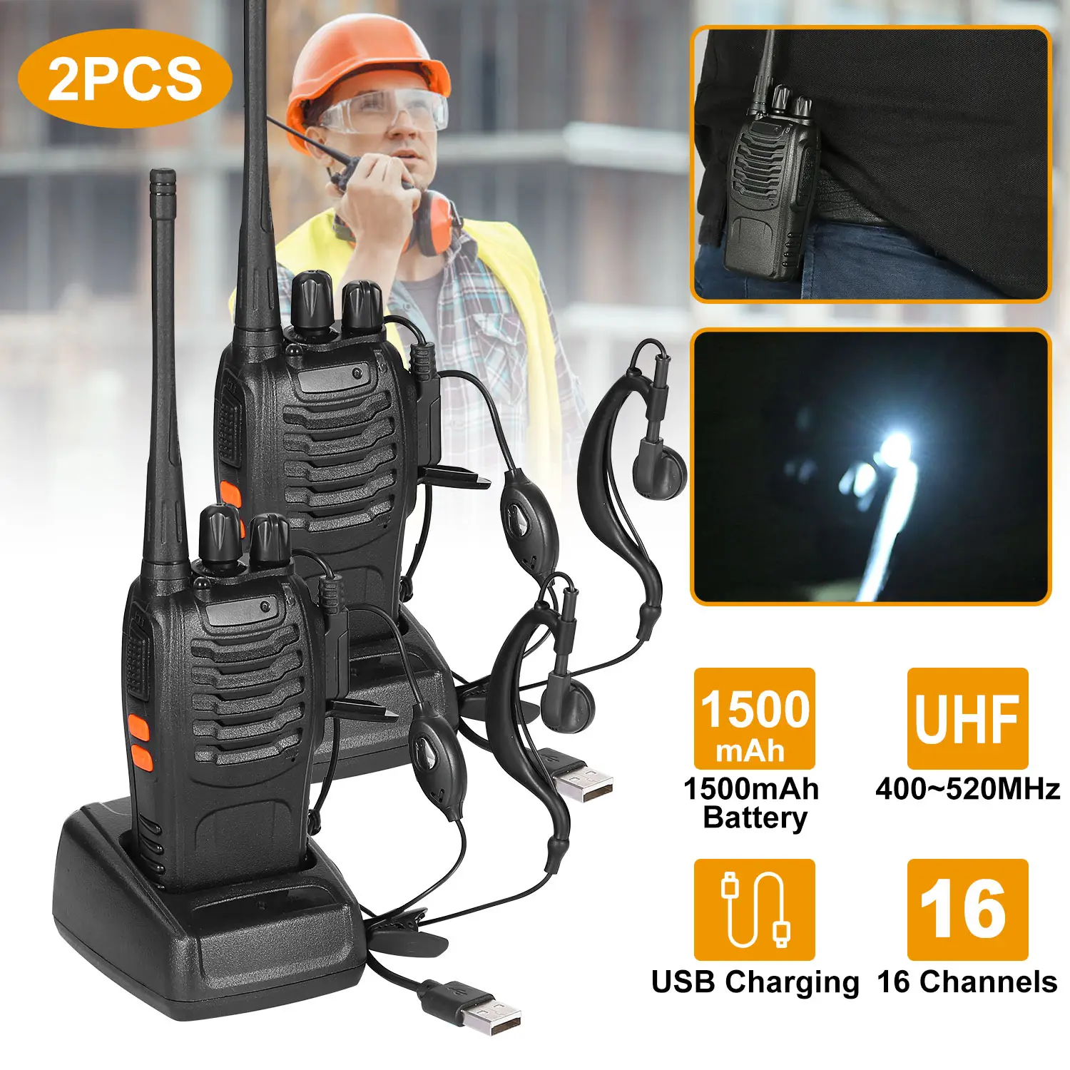 2 X Baofeng BF-888S Walkie Talkies Two