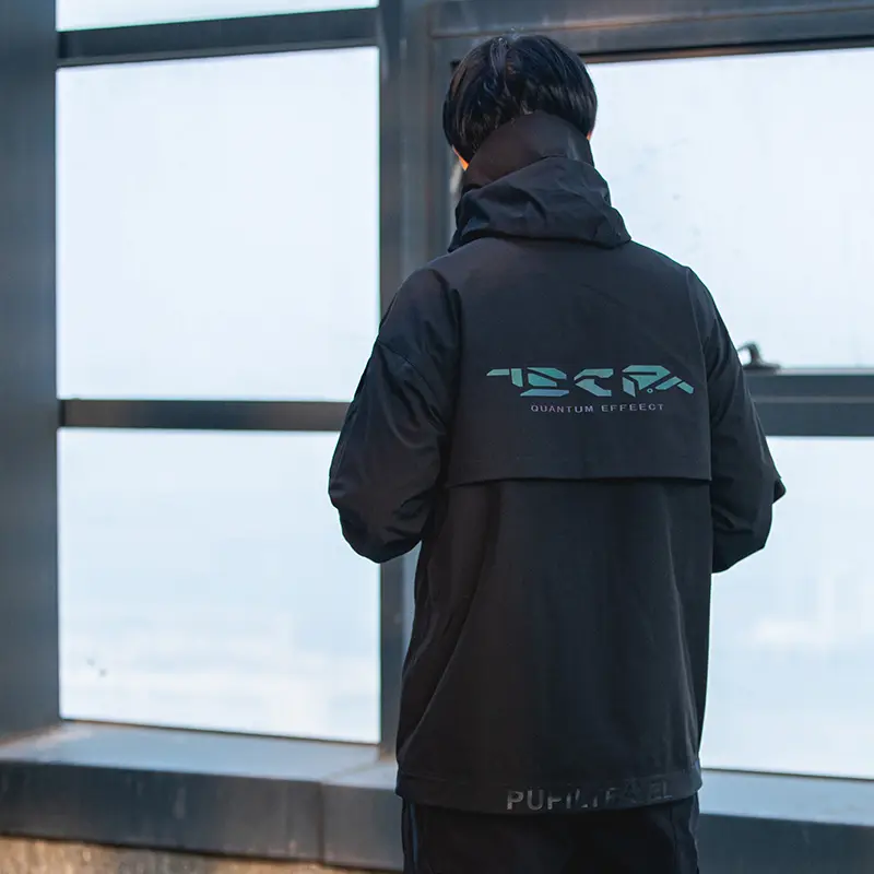 Reflective Laser Pocket Black Jacket Men