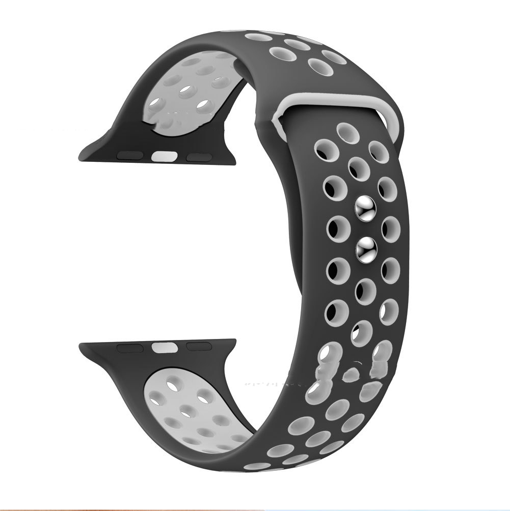 Two Tone Double Nails Round Hole Silicone Strap Sport Style - Image 7