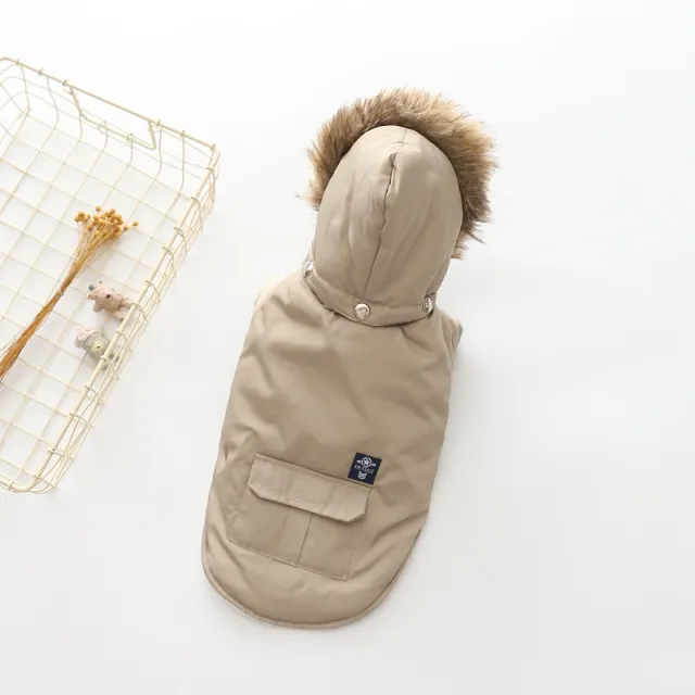 Hooded Cotton Coat Dog Clothing Beige - Shop at LoveMi