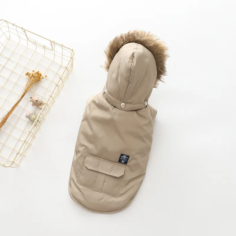 Hooded Cotton Coat Dog Clothing - Beige