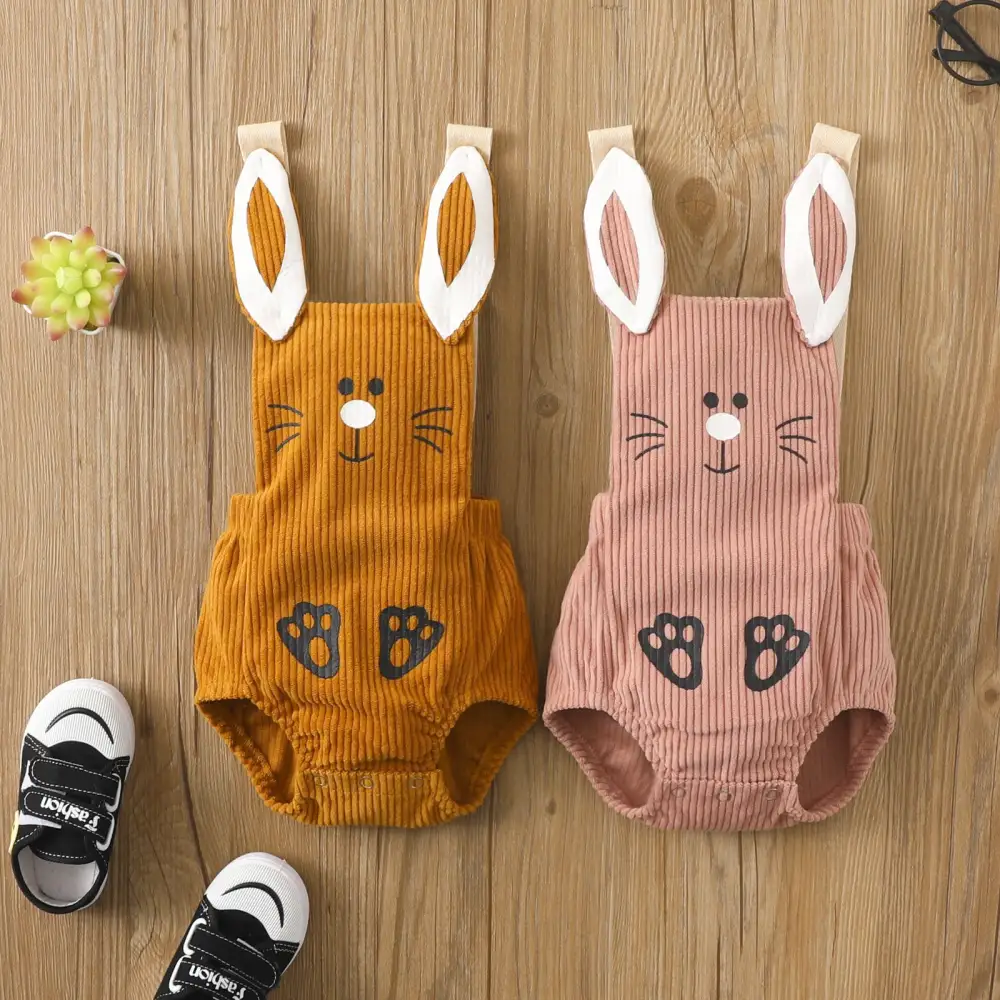 Boys and Girls Baby Corduroy Small Rabbit Backstrap Triangle