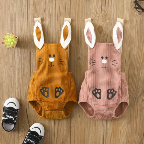 Boys and Girls Baby Corduroy Small Rabbit Backstrap Triangle