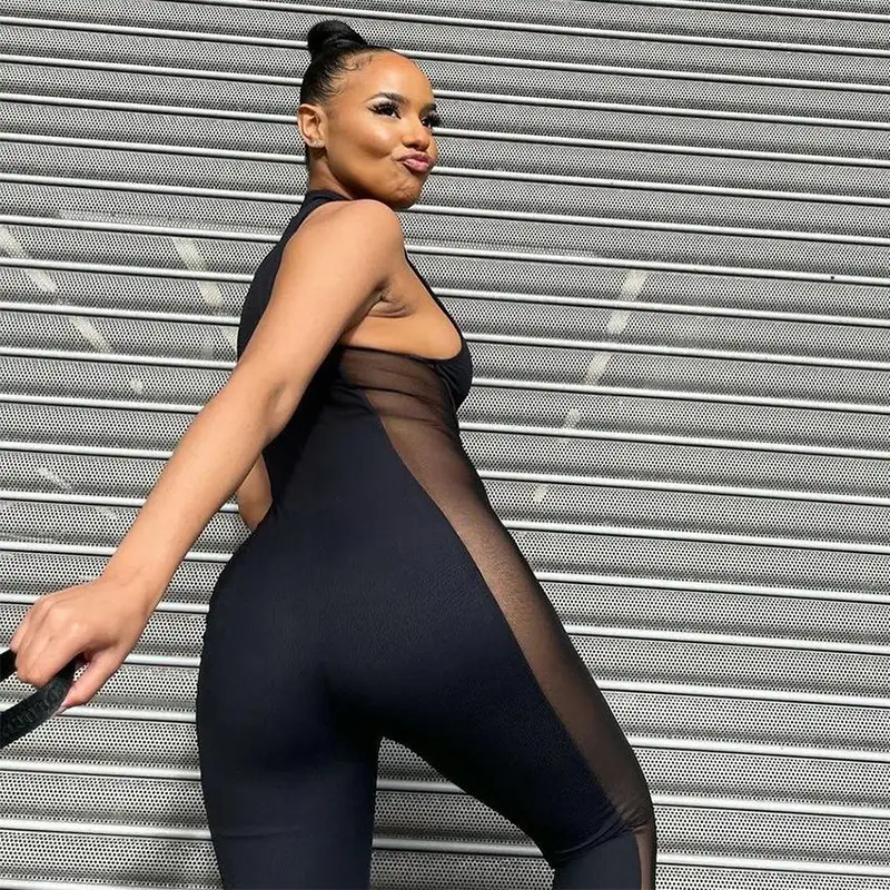 Stitched Hip-fitting Sports Jumpsuit