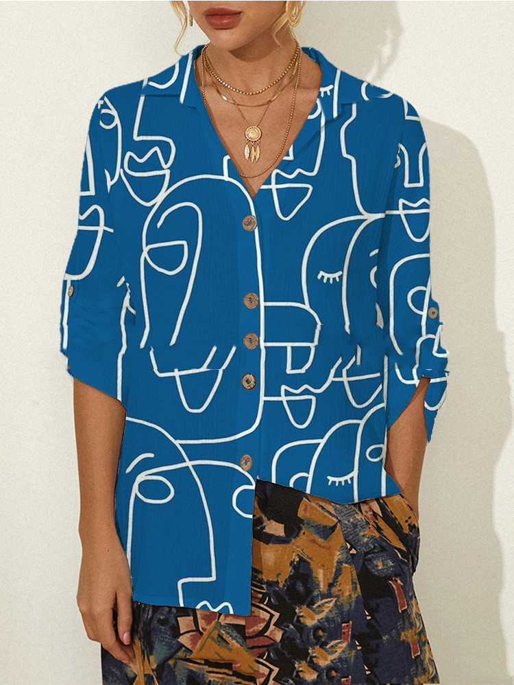 Title 2, Abstracte print damesblouse met lange mouwen St...