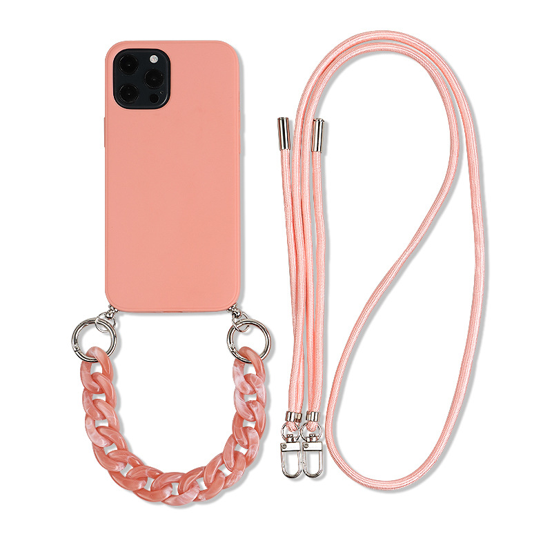 Solid Color Diagonal Double Lanyard Mobile Phone Case - Image 12