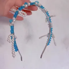 Design Pearl Crystal Hairband Online Celebrity - Blue - View 1