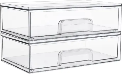 12.1in 30.7cm W Clear Stackable Storage Drawers