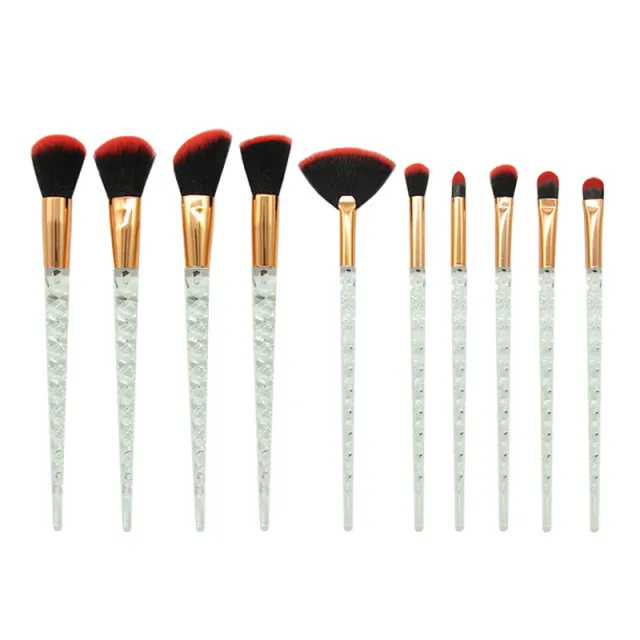 Makeup Brush Transparent Glitter Spiral Pattern Black - Shop at LoveMi