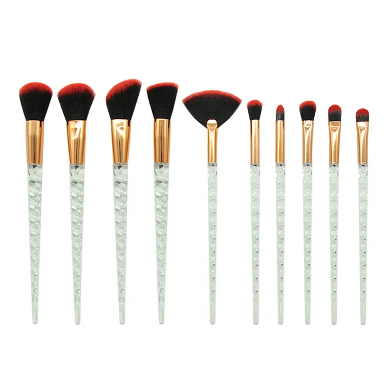 Makeup Brush Transparent Glitter Spiral Pattern - Black