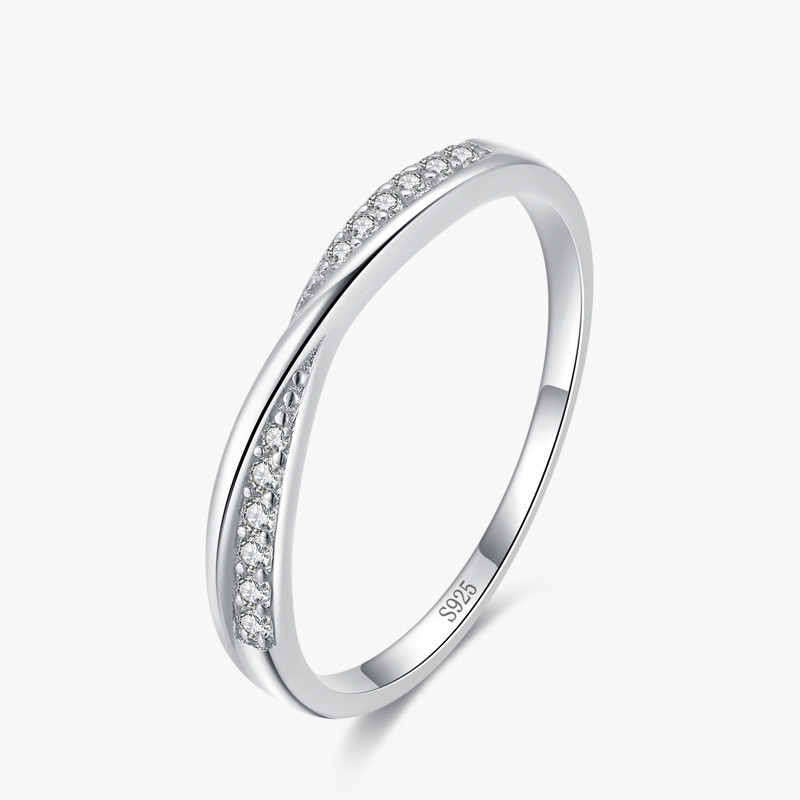 Women's Fashion Elegant Beautiful Gang Drill Lines Stackable Belt Little Finger Ring