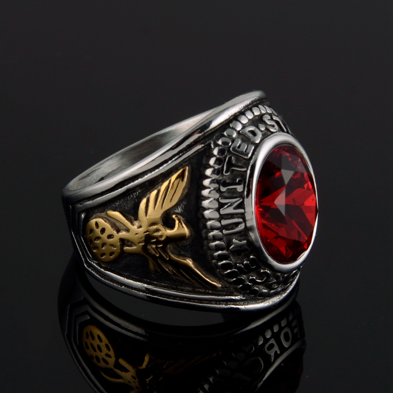 Roc Spreading Wings Eagle Gemstone Army Ring