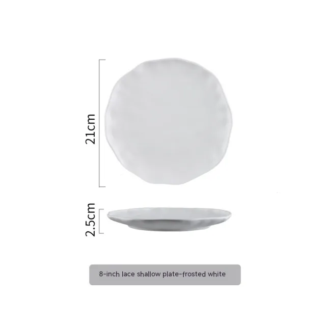 Nordic High end Ceramic Plate Shallow Plate 8Inch Matte White - Shop at LoveMi