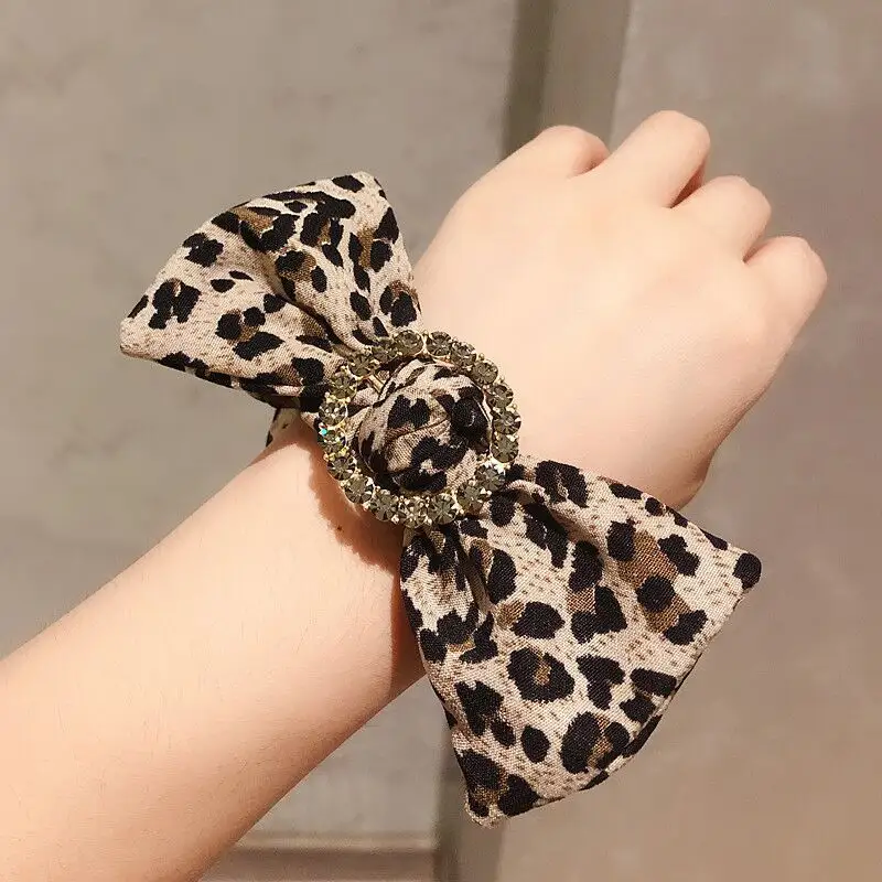 Rhinestone Bowknot Hair Tie Fabric Head Strap