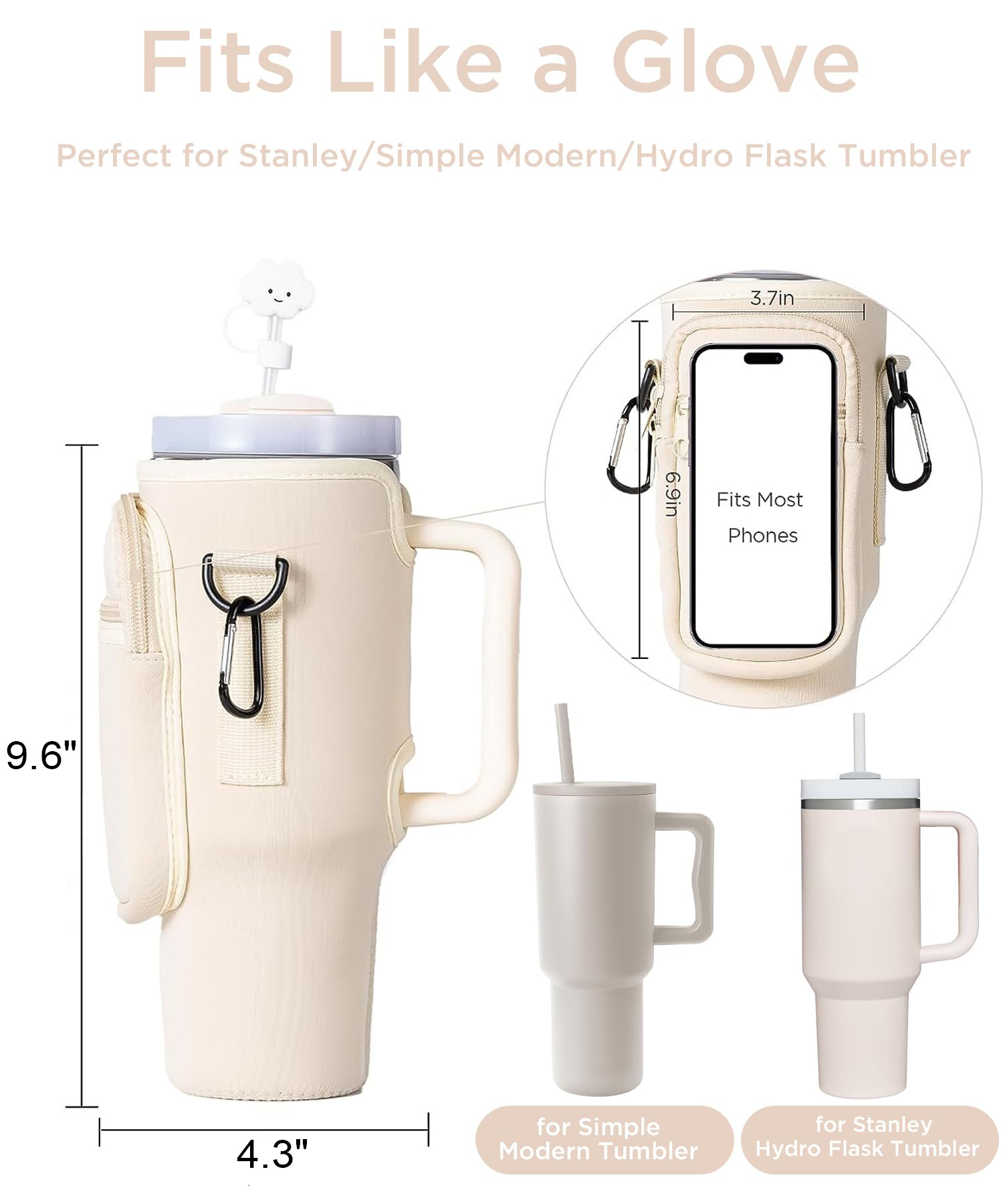 water bottle carrier bag with phone pocket for tumbler neoprene water bottle holder pouch with adjustable strap bollus with straw cover and carabiner for cup accessories drinkware mug