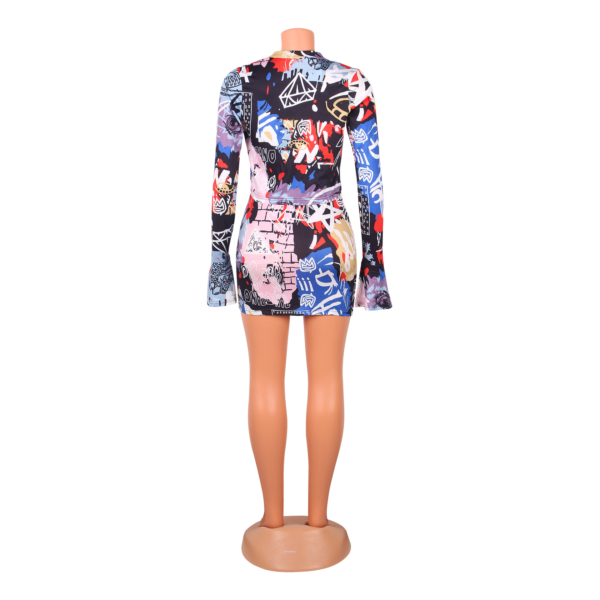 Fashion Sexy Print Long-Sleeved Short Three-Piece Suit