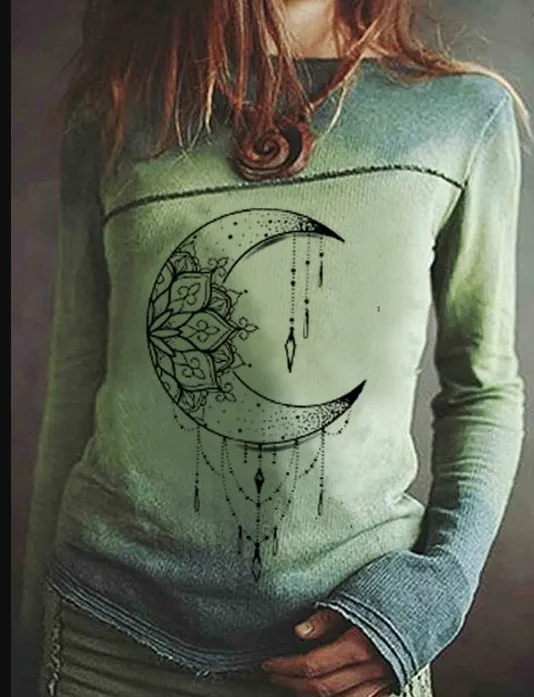Fashion V Neck Print Loose Long Sleeve T Shirt 2 Style 5Xl - Shop at LoveMi