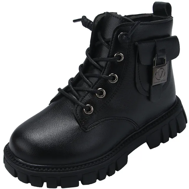Girls' Fashion Short New Versatile Martin Boots Simple Black - Shop at LoveMi