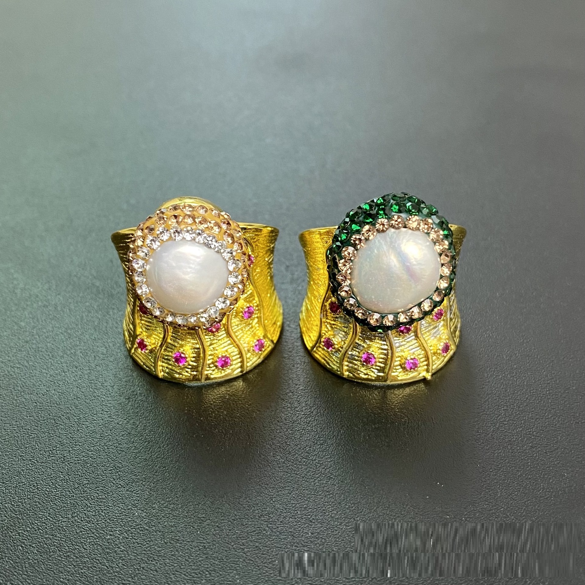 European And American Natural Pearl Electroplated Color-preserving Vintage Ring