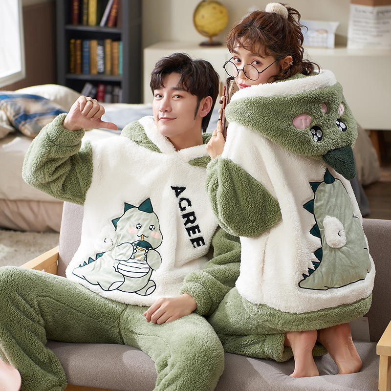 Title 7, Winter Couple Thickened Flannel Pajamas Suit