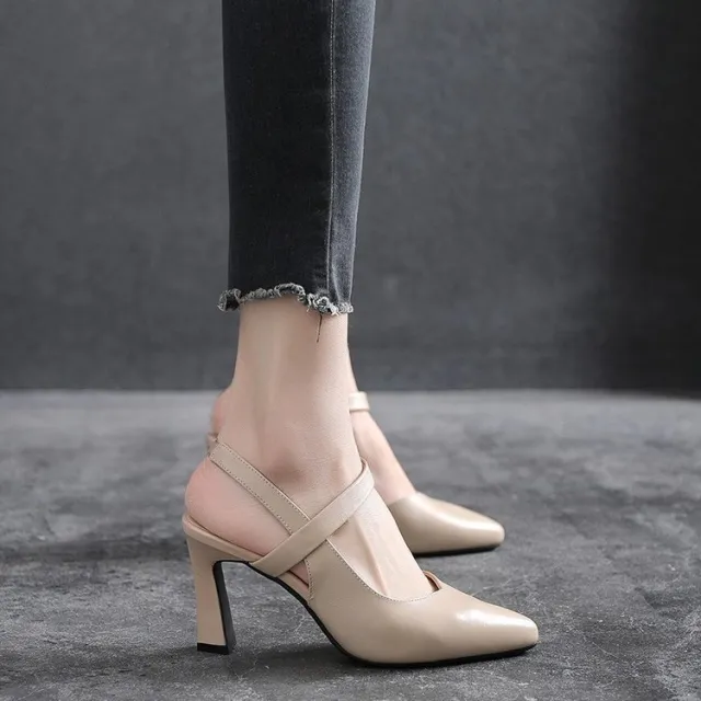 Women's Temperament Fashion Thick Heel Pointed Toe Set High Heels Khaki - Shop at LoveMi