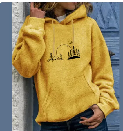 Hooded Solid Color Versatile Loose Student Hoodie Youth Casual Yellow - Shop at LoveMi