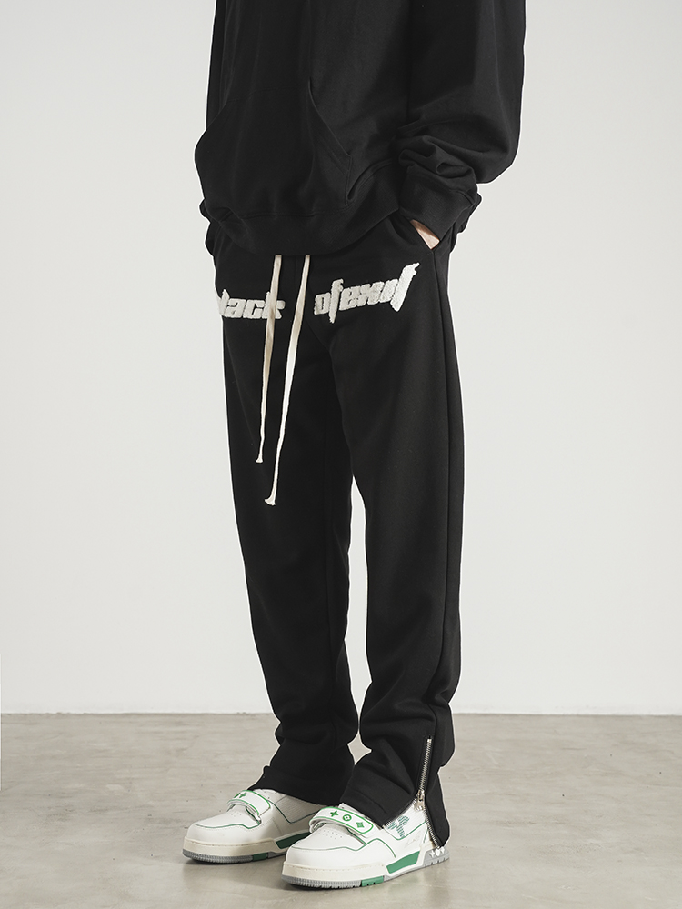 New Style Side Slit Straight Drawstring Sweatpants