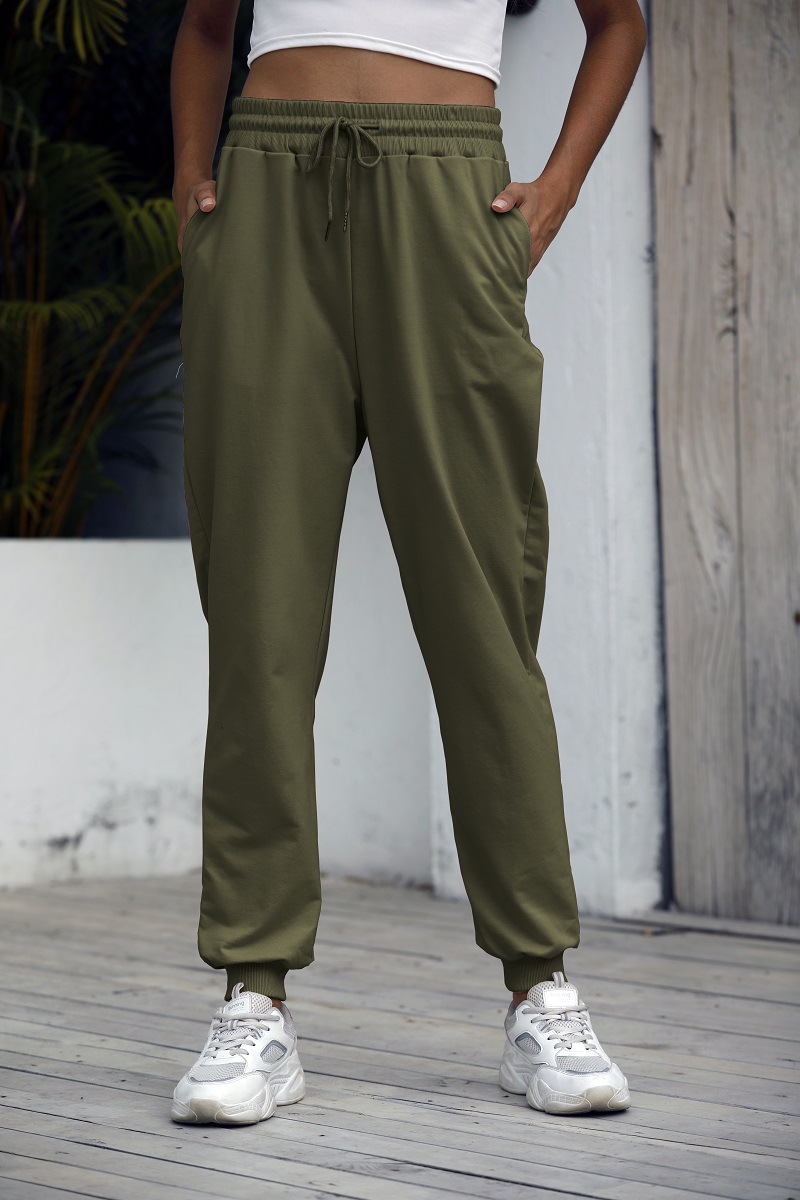 Elastic Tie Solid Color Casual Sweatpants