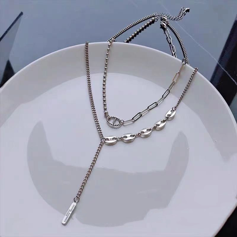 Double Layered Pig Nose Buckle Necklace Accessories Clavicle Chain