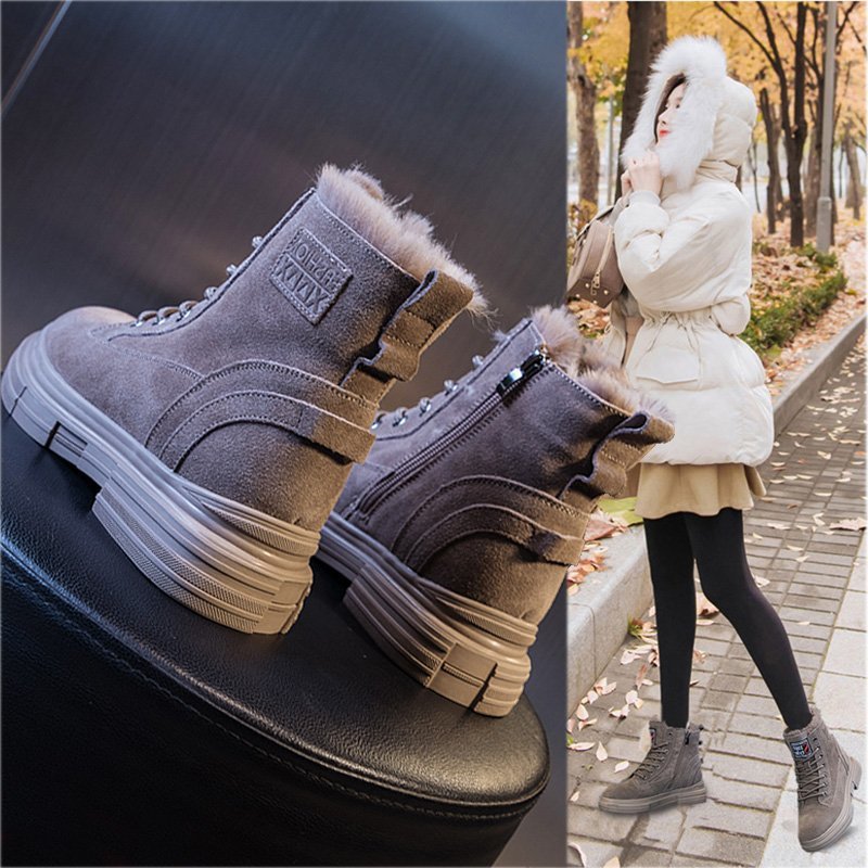 Autumn And Winter Martin Boots Plus Velvet Thick Cotton Shoes Short Boots