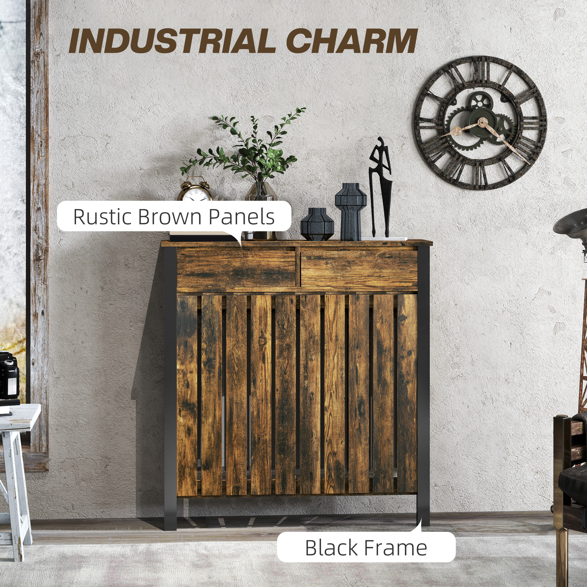93 X 88.5 Cm Vintage Style Radiator Cover - Brown — image 4