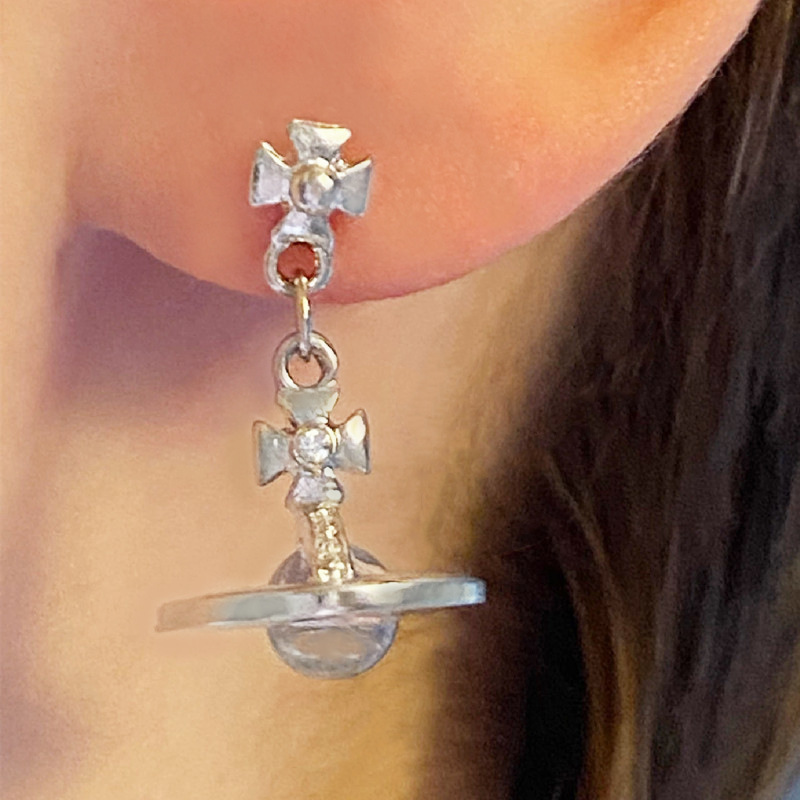 European And American Fashion Glass Ball Small Saturn Niche Design Earrings