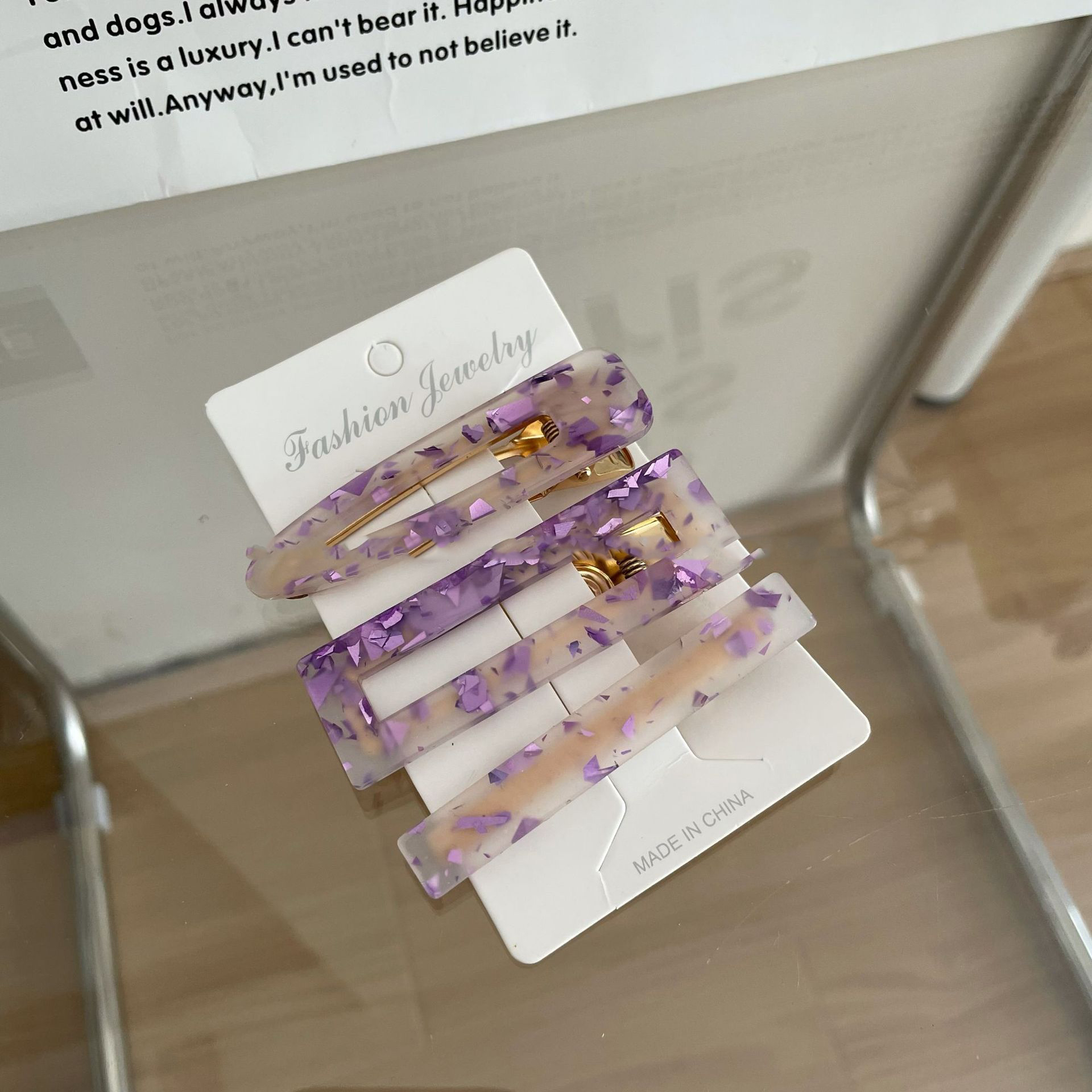 Korean Style Acetate Seamless Barrettes Summer Side Headdress Purple - Shop at LoveMi