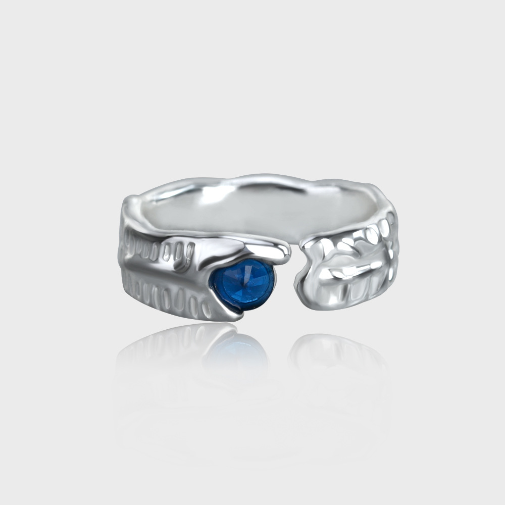 A French Personalized Index Finger Ring With Superior Blue Zircon Texture Designed By Minority