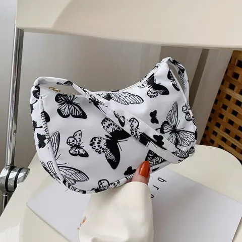 Women Handbag Butterfly Cow Leopard Printed Pattern Underarm Bags