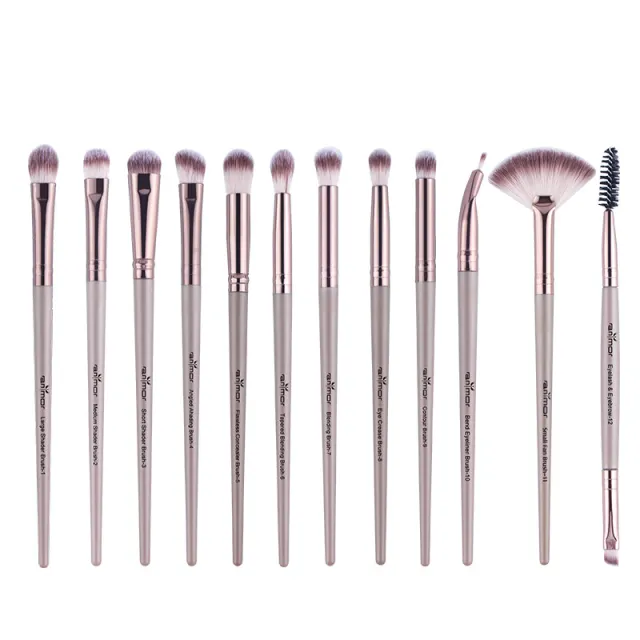 Eyes Eyeshadow Eyebrow Brush Portable Kit Makeup Tools Khaki - Shop at LoveMi