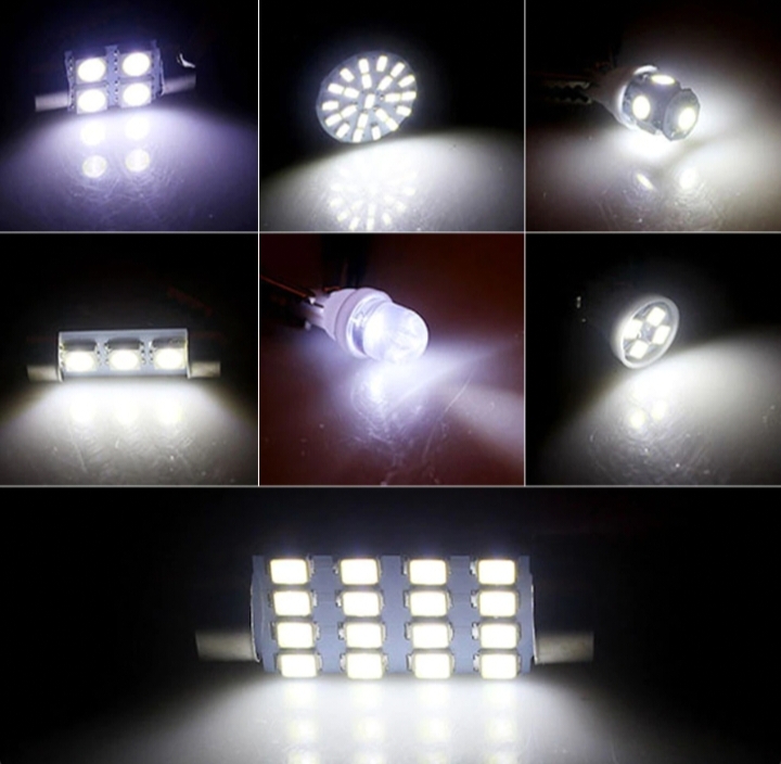 28pcs Car Interior White Combo LED Map Dome Door Trunk License Plate Light Bulbs