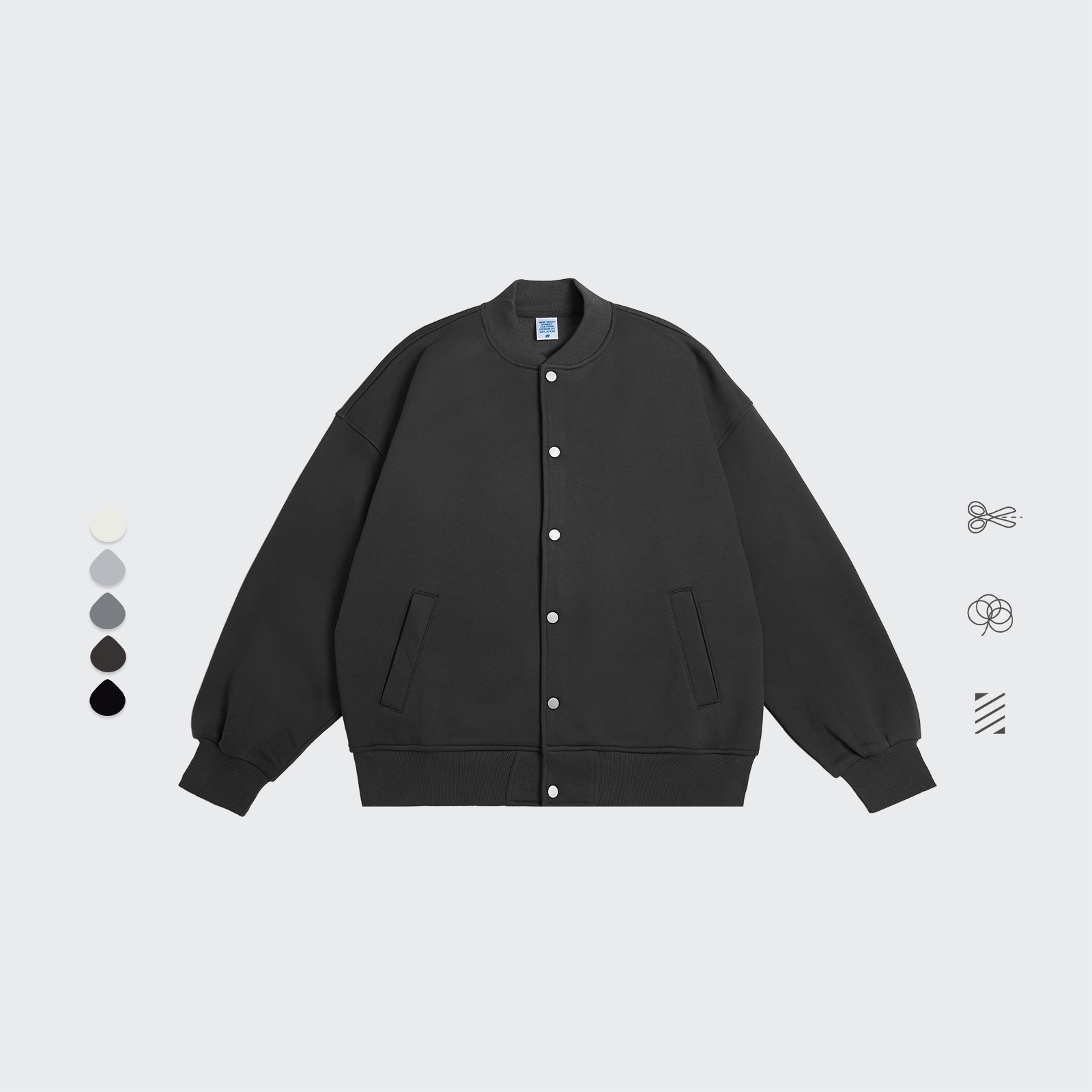 Fleece Loose Baseball Uniform Rib Solid Cardigan Jacket