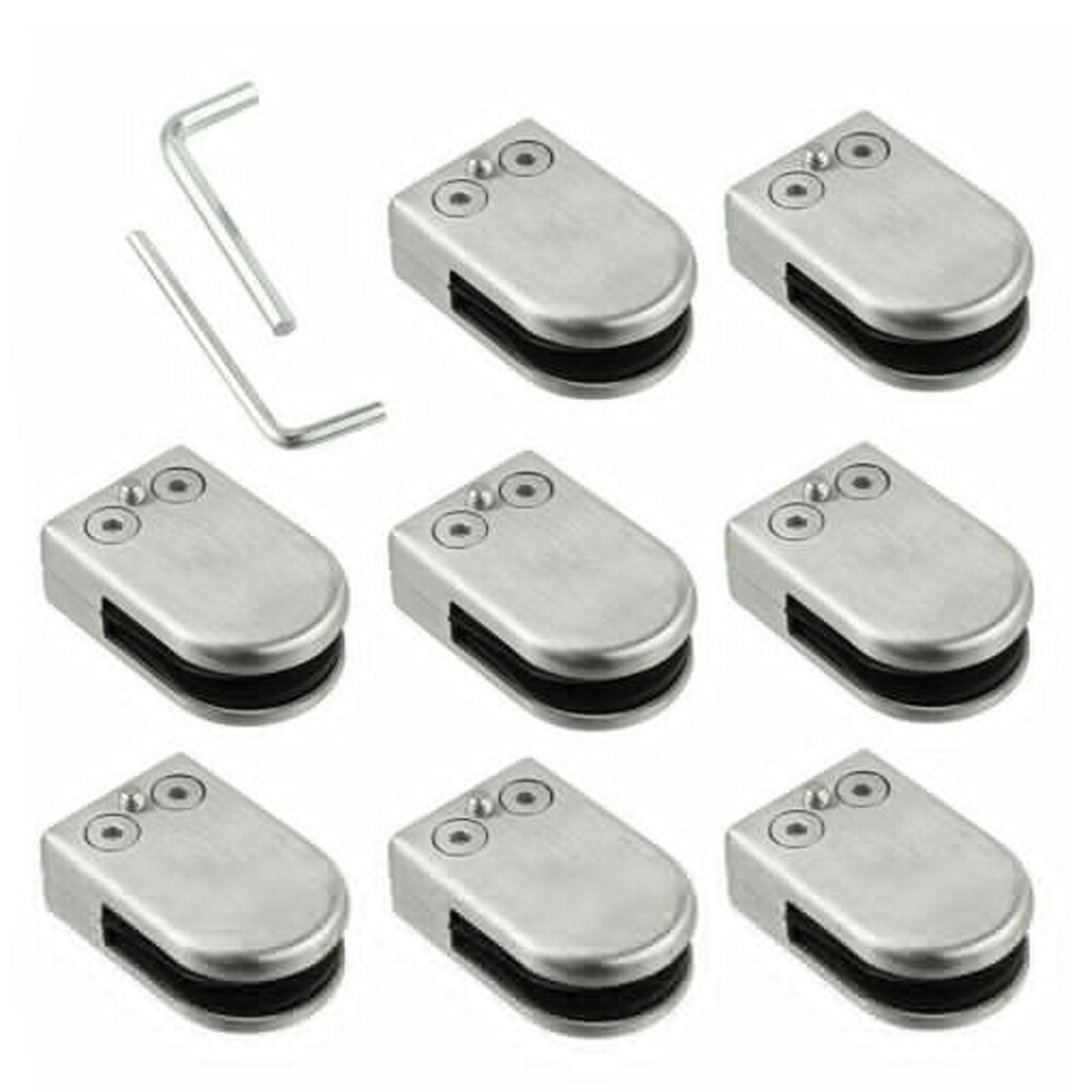 12x Glass Clamp Stainless Steel 304 Clip Flat Back Bracket For Balustrade 6-8MM — image 11