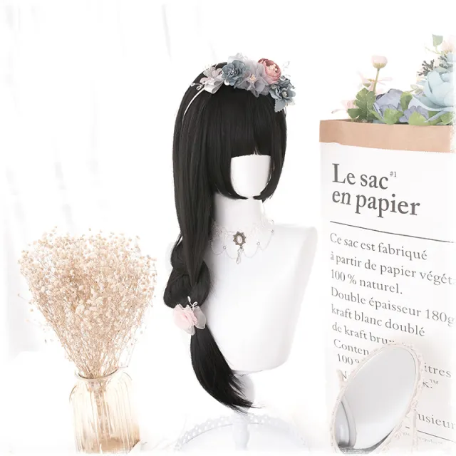 Manzhen Daily Black Long Straight Wig Girl Z46Natural Black - Shop at LoveMi