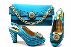 Beautiful Peep Toes Shoes With Handbag Autumn New Arrivals - Blue - View 1