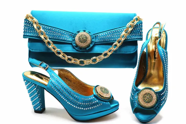 Beautiful Peep Toes Shoes With Handbag Autumn New Arrivals Blue - Shop at LoveMi