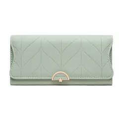 Women's Tri-Fold Large Capacity Clutch Wallet - Green - View 1
