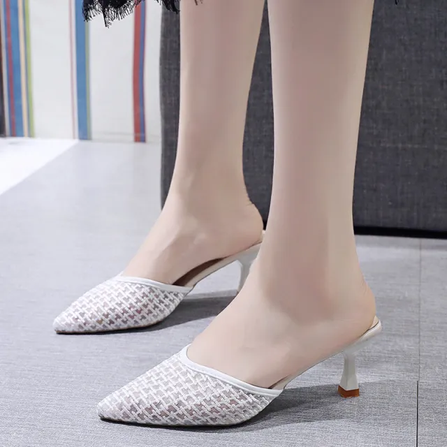 Fashion Vintage Ladies Mesh High Heel Sandals White - Shop at LoveMi