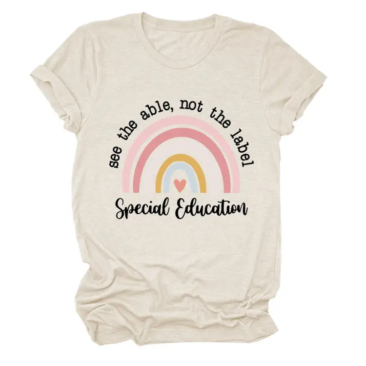 Rainbow Love Round Neck Short Sleeve T-Shirt