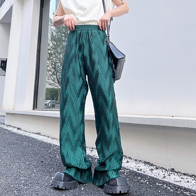 Men's Jacquard Dropped Pleated Wide Leg Pants
