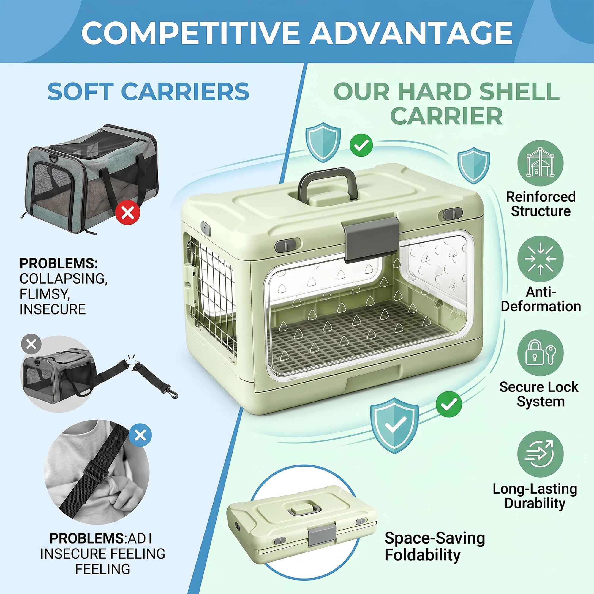 Cage de transport rigide pliable pour chat – Image 9