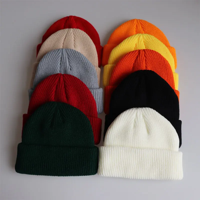 Knitted Woolen Cap Men and Women Melon Leather Cap