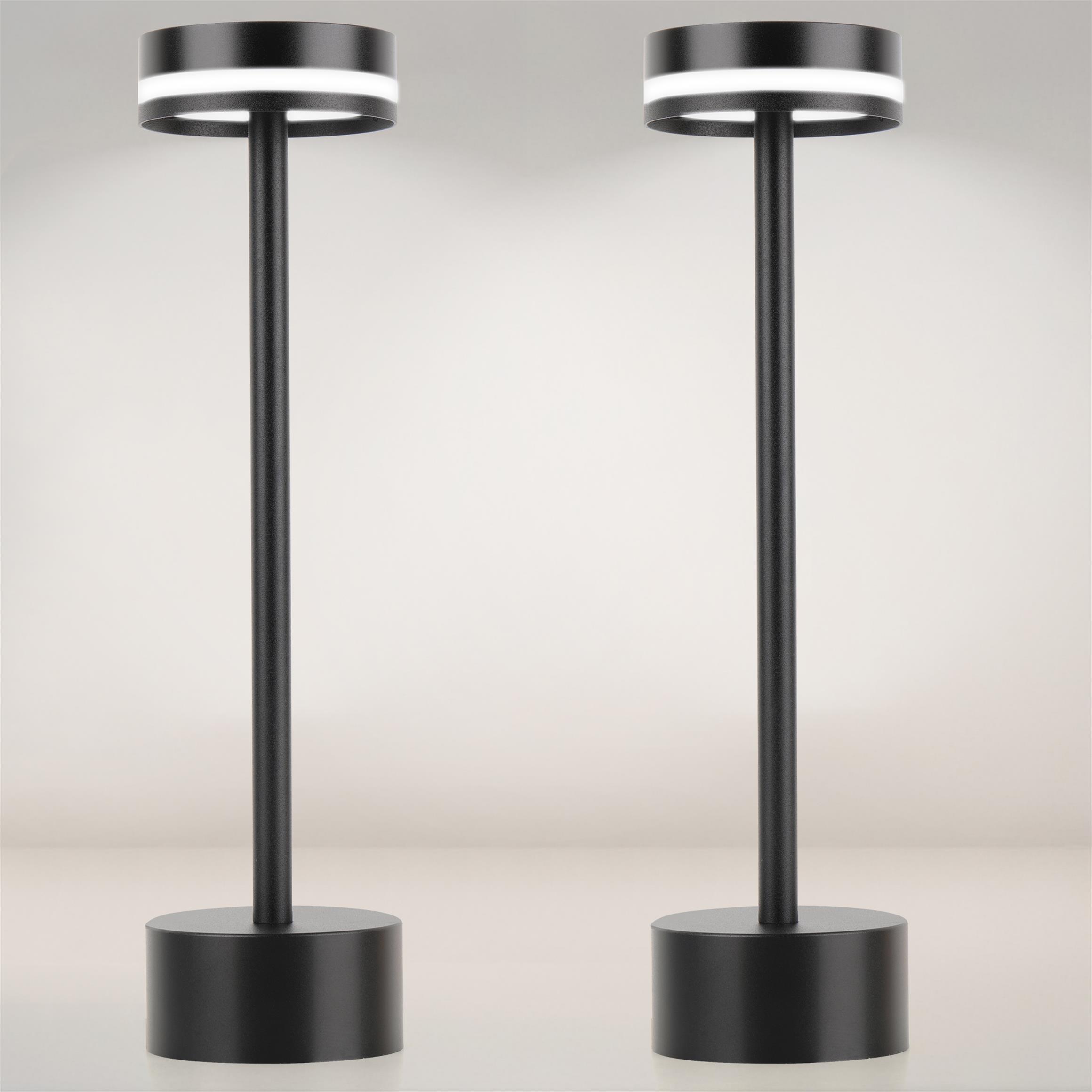 2pcs LED Cordless Table Lamp, 5000mAh Rechargeable Battery, 3 Color Modes Stepless Dimming Touch Lamp, Aluminum Portable Night Light, IP54 Waterproof 